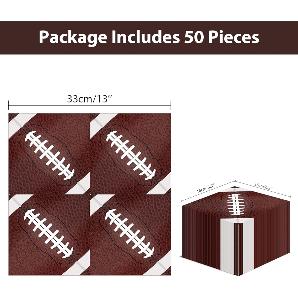 gisgfim 50pcs Football Party Napkins Football Birthday Party Disposable Paper Napkins Sports Party Luncheon Napkins Decoration Set