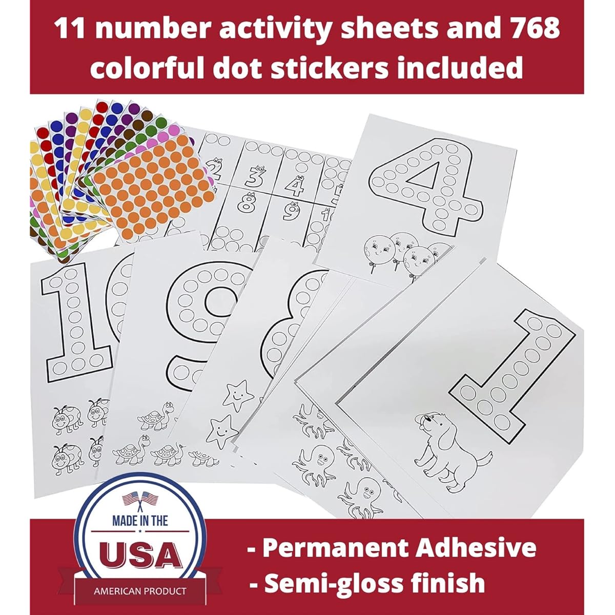 Royal Green Fun Dot Stickers Activity Sheets for Kids First Numbers (1-10) Creative Learning Ages 3-5