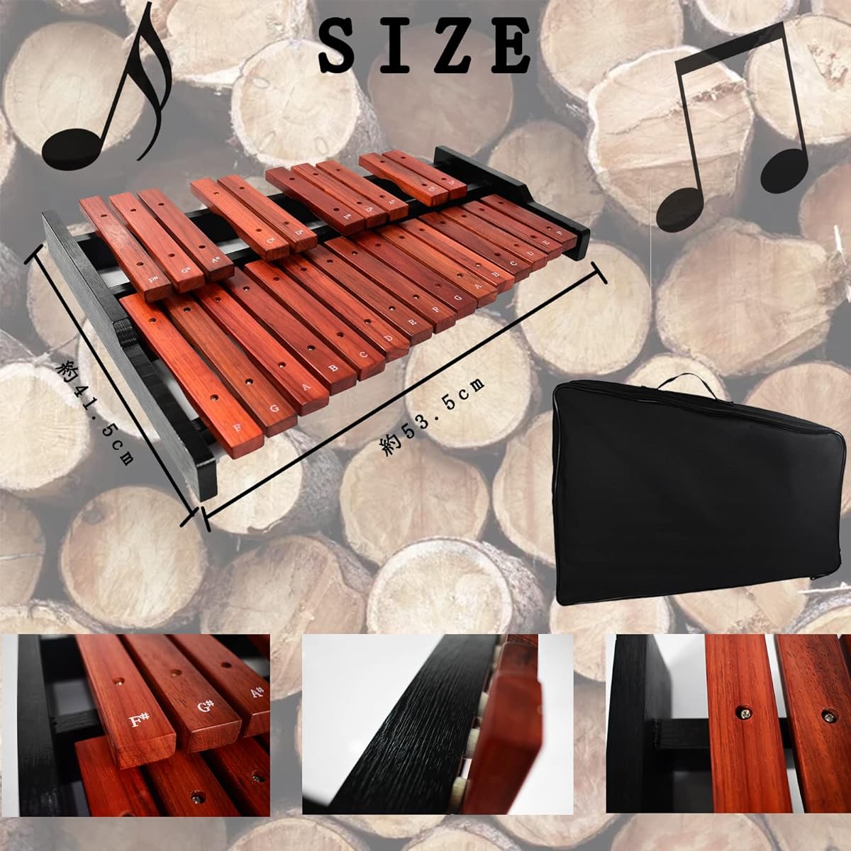 Enhong 25-note xylophone tabletop xylophone percussion with 2 mallets (25-note xylophone with stand)