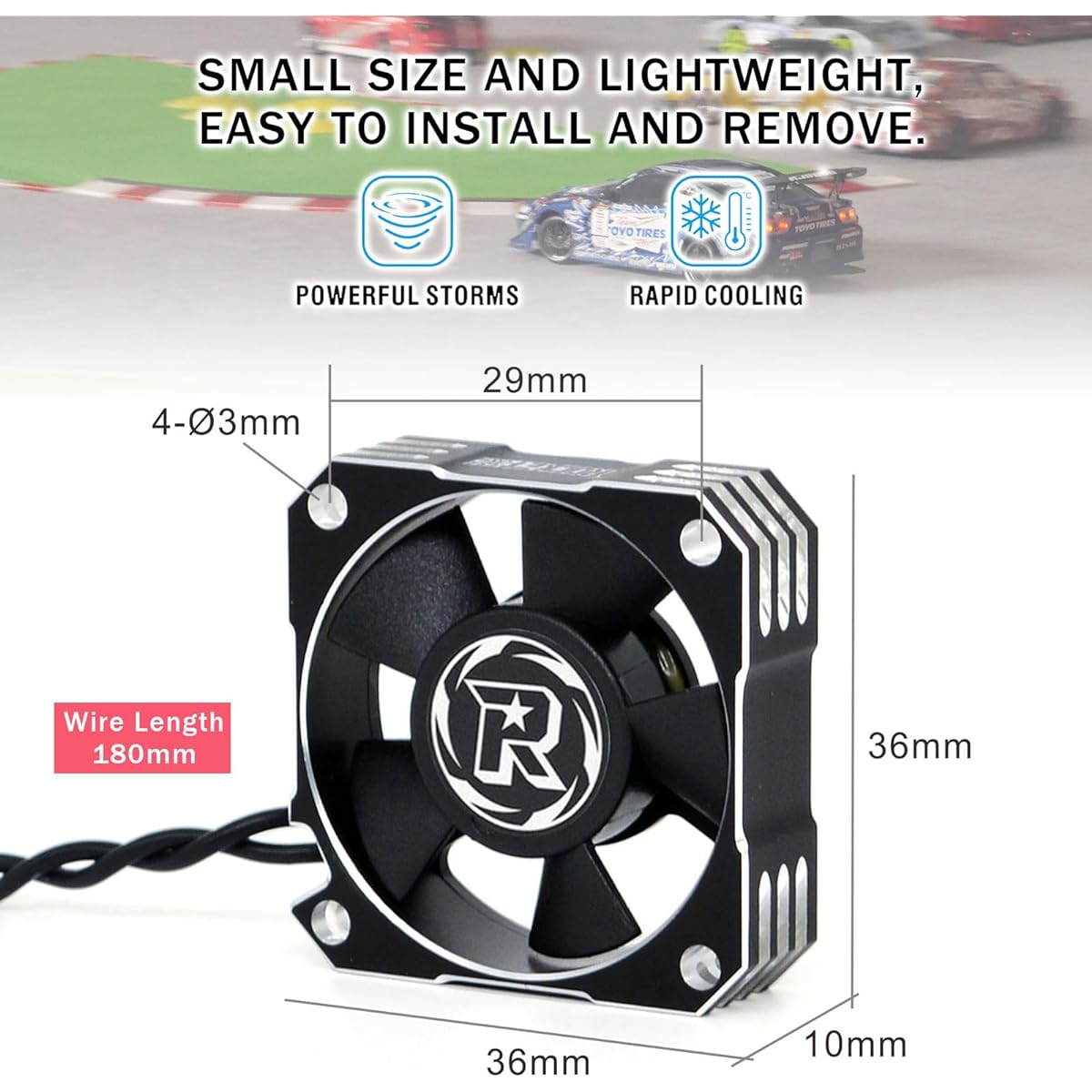 Surpass Motor Cooling Fan 21000RPM RC Motor Heatsink 35mm ESC Cooling Fan for RC Car 1/8 1/10 1/12 Scale 42mm Brushless Motor (Black+Silver)