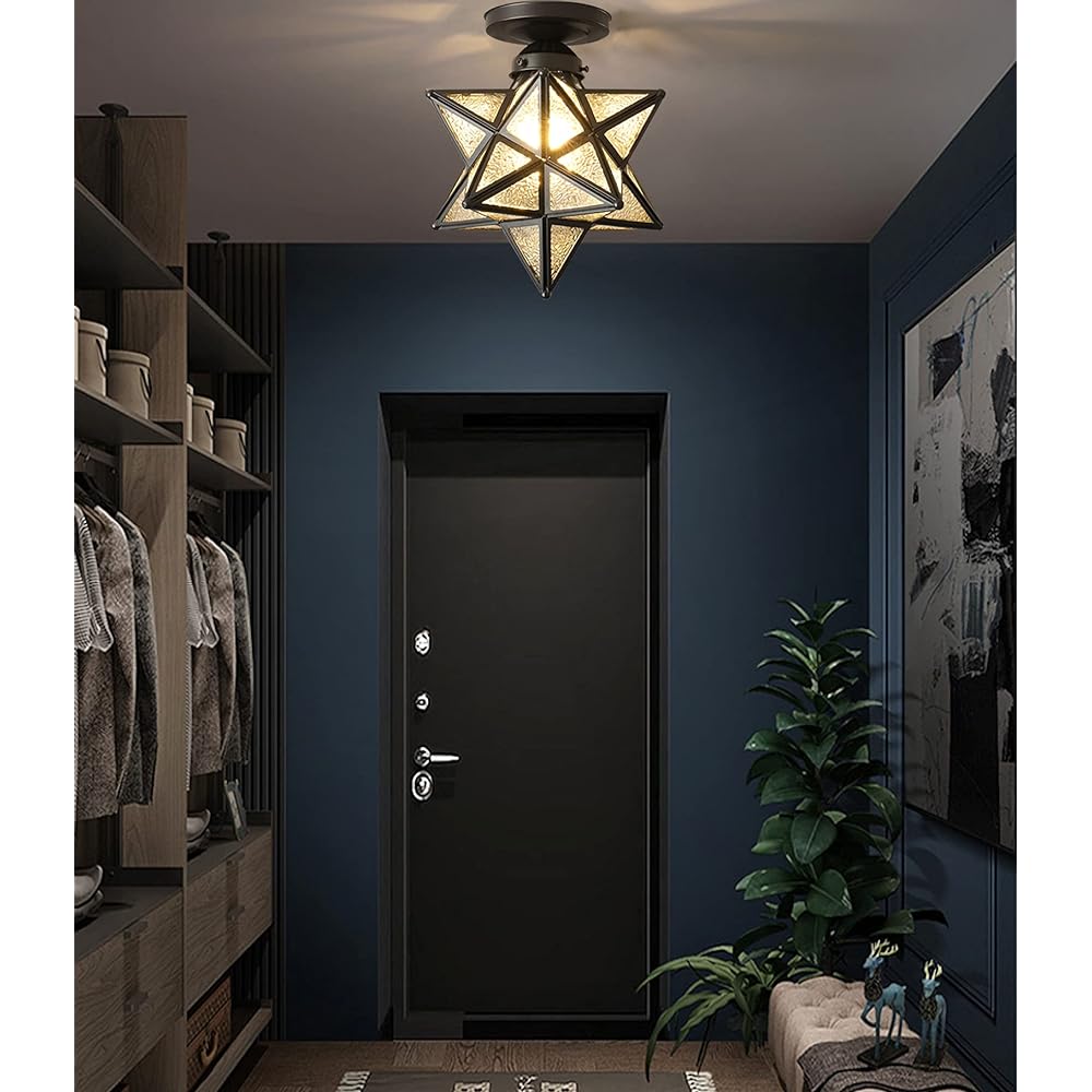 Sakura Ceiling Light Ceiling Light Lighting Fixture Star Shaped Indirect Lighting Antique Stylish Glass Star Vintage Antique Retro Industrial
