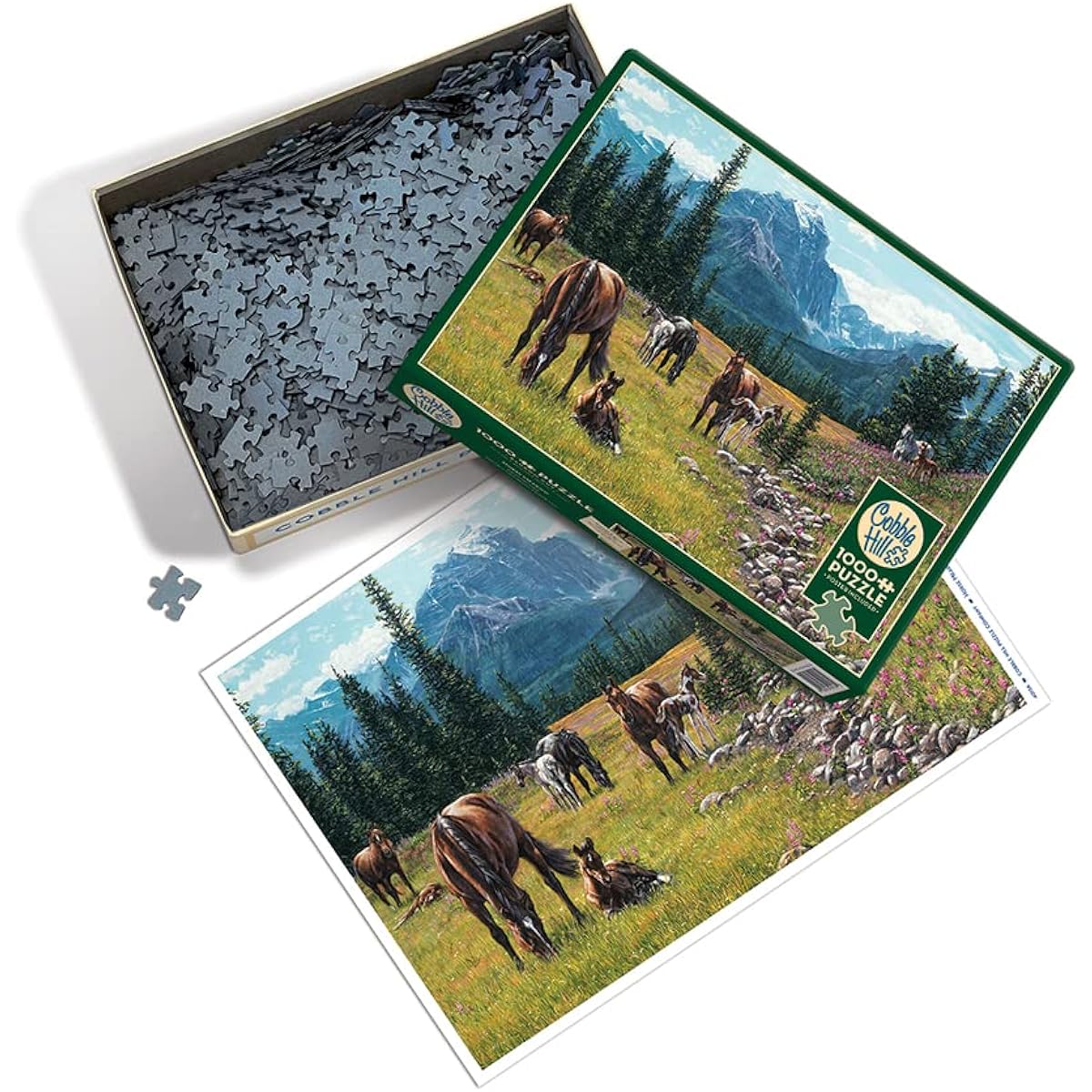 Cobble Hill 1000 Piece Puzzle Horse Meadow Sample Poster Included