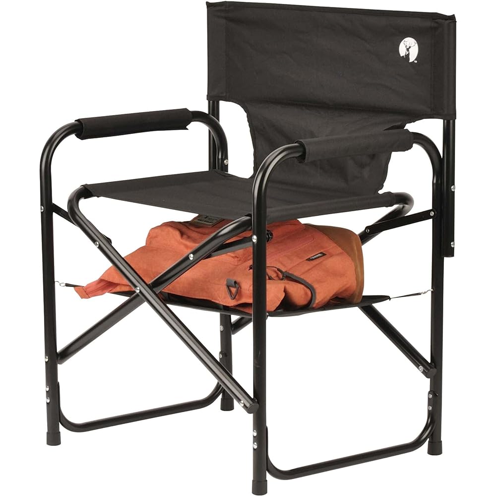 CAPTAIN STAG Outdoor Chair Chair with Shelf Mock Aluminum Director Chair Black UC-1880