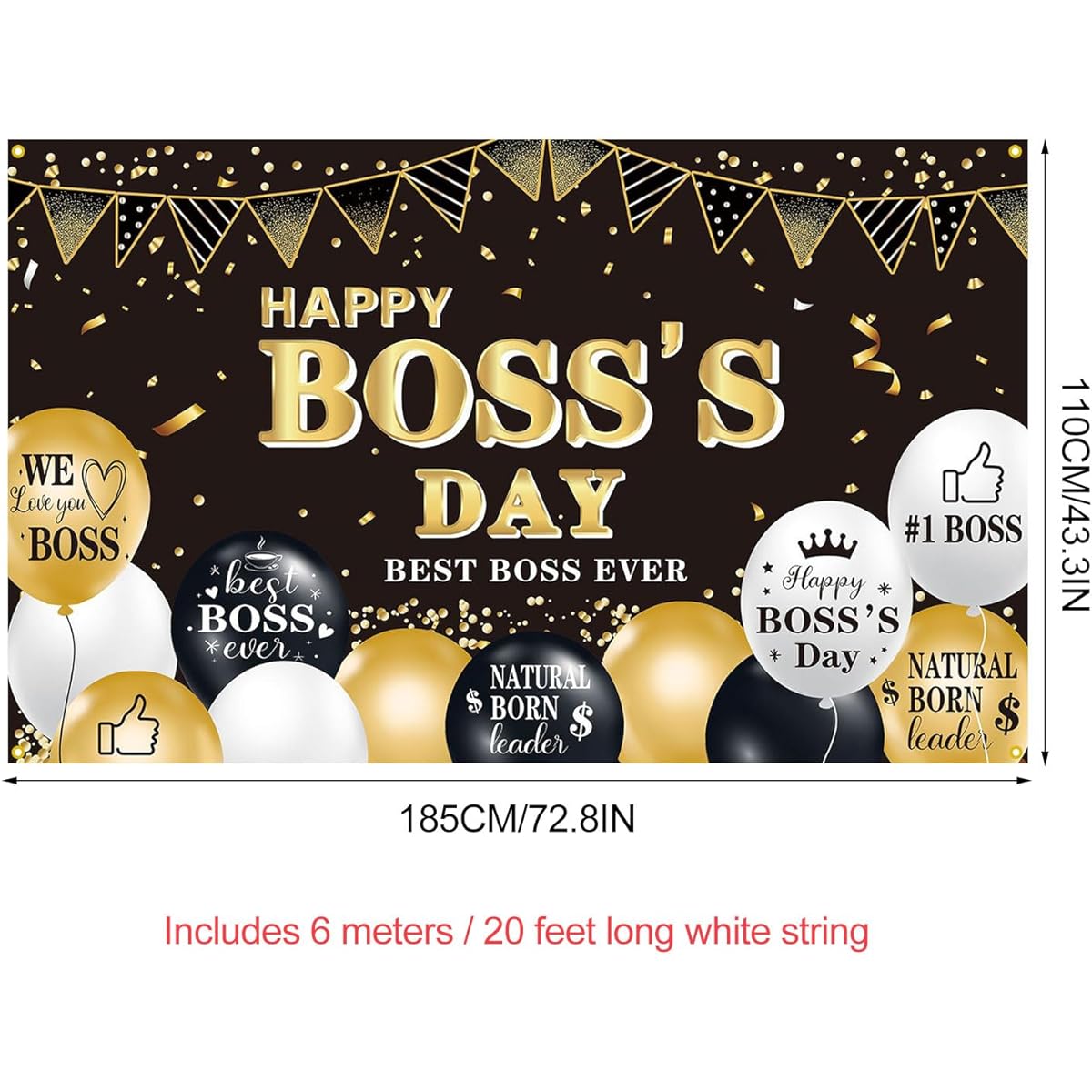 PTFNY Happy Boss's Day Backdrop Banner 71 x 43 Inch Boss's Day Decoration Office Backdrop Banner Best Boss Party Decorations Happy Boss Party Photo Props Backdrop