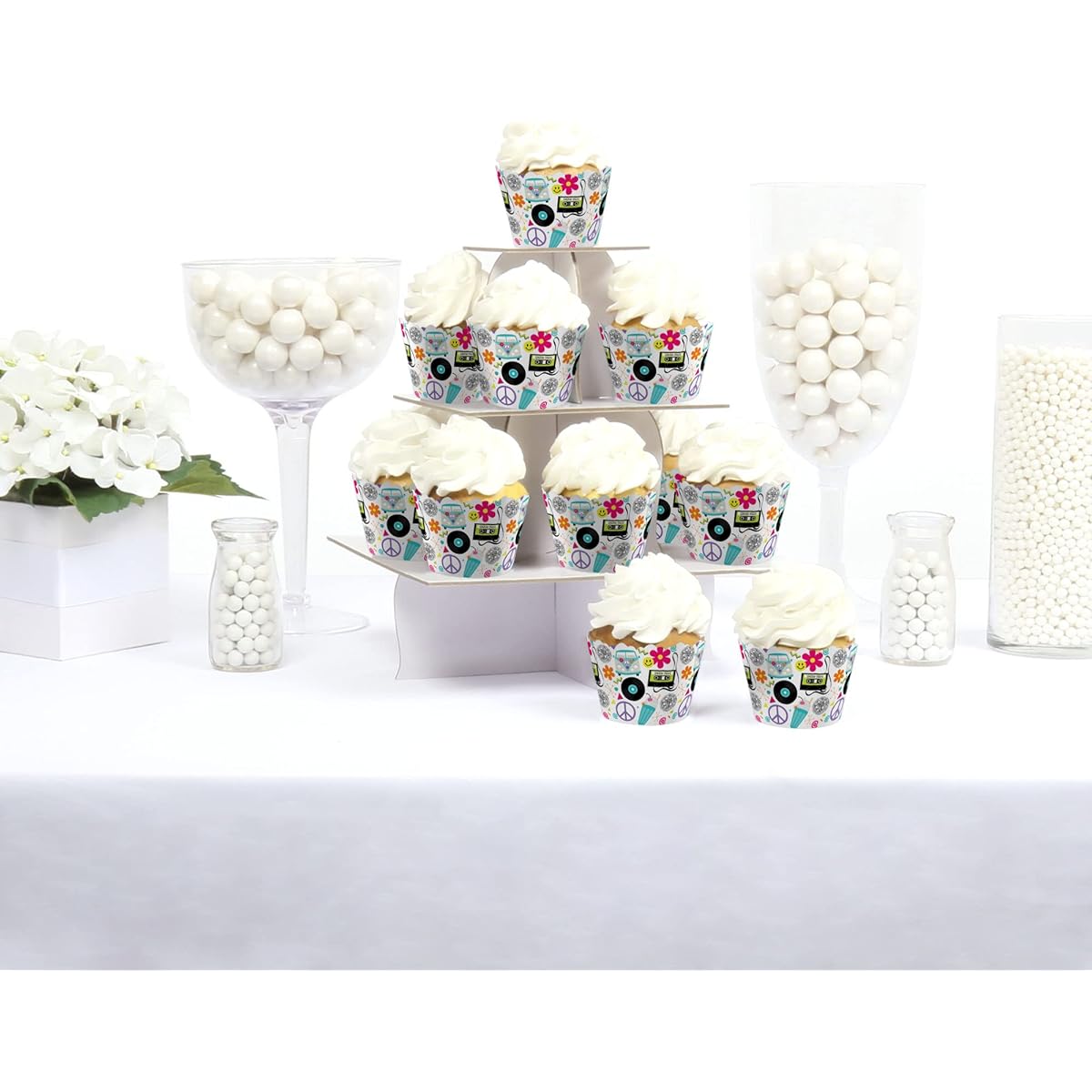 Big Dots of Happiness Through the Decades - 50s, 60s, 70s, 80s, 90s Party Decorations - Party Cupcake Wraps - Set of 12