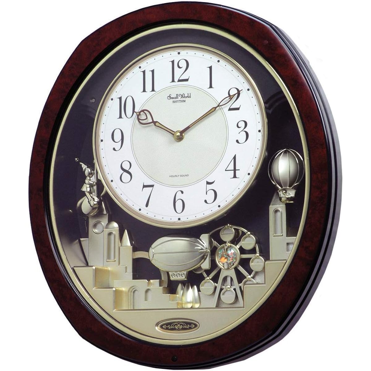 Rhythm Clocks Joyful Land Musical Motion Clock 15.1'H x 14.3'W Black Silver White