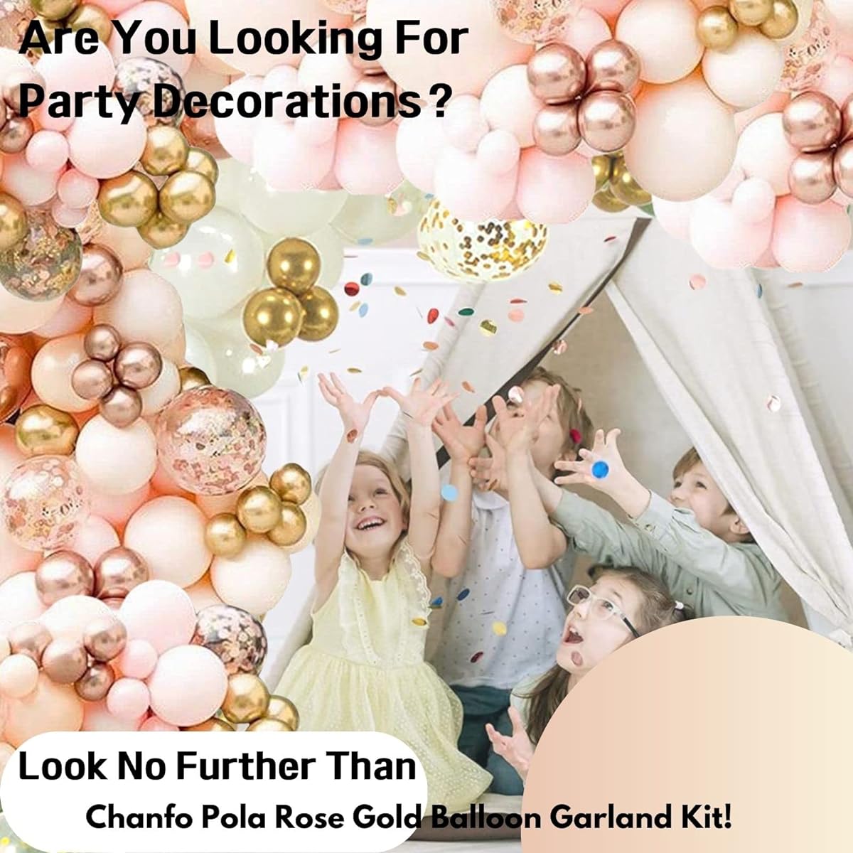 Macaron Orange Balloon Garland Arch Kit, 142pcs Rose Gold Balloons, 4D Globo Metallic Chrome, Brushed Peach Balloons, Rose Gold Confetti Balloons for Wedding Birthday Party Baby Shower