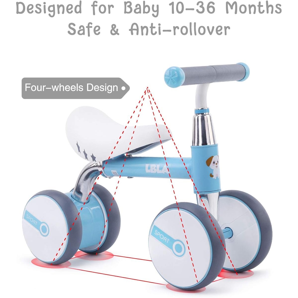 Arkyomi Baby Balance Bike, Walker for Kids, 18 Months and Up, Baby Bicycle, No Padel, Toddler, 4 Wheels, Ride-On Toy, 18 Months and Up, Boys, Girls