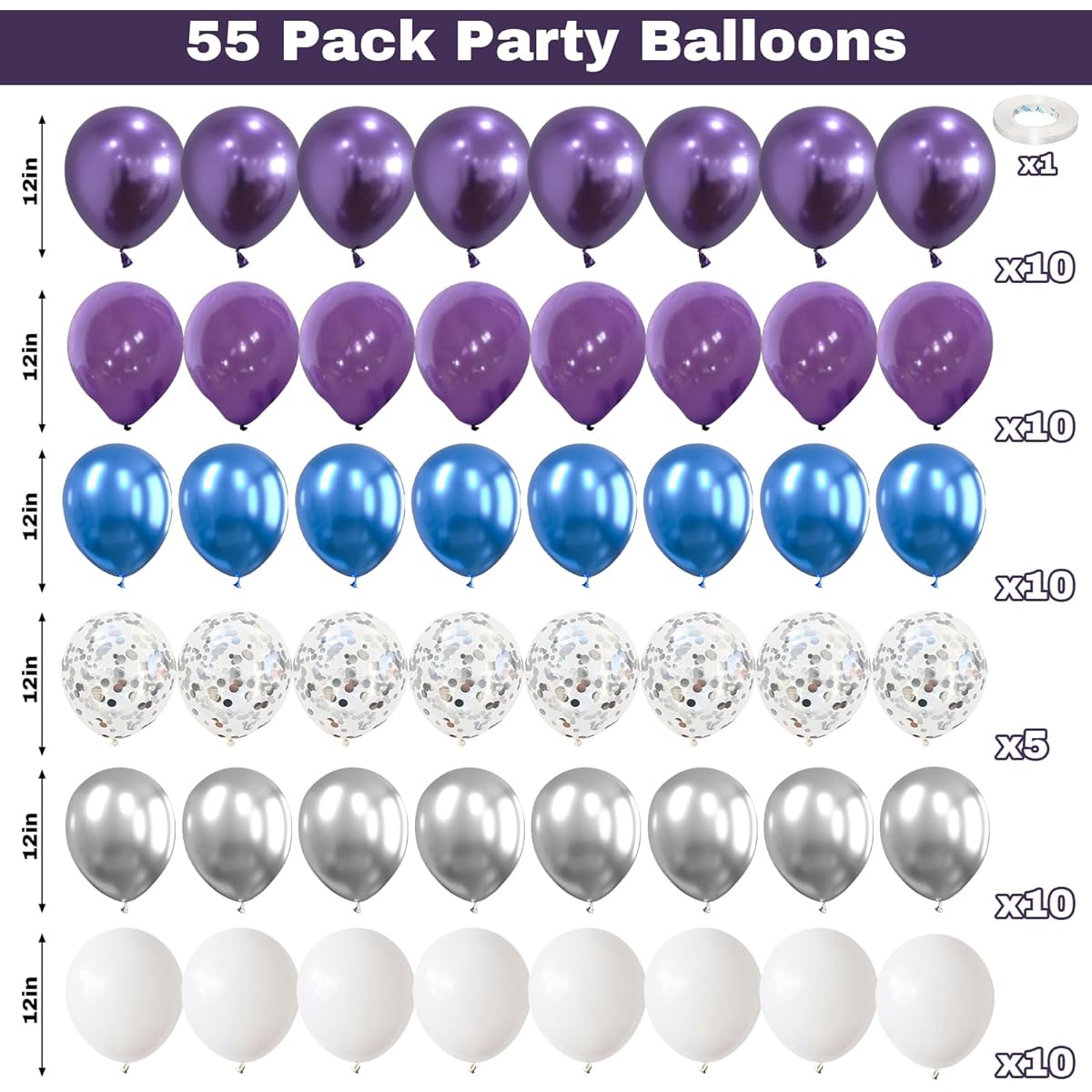 Purple Blue Silver Balloon Kit