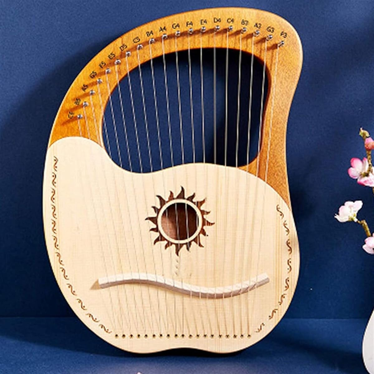 WowZza Lyre Harp 19 Strings Musical Instrument with Tuning Wrench Pattern for Beginner Music Lovers
