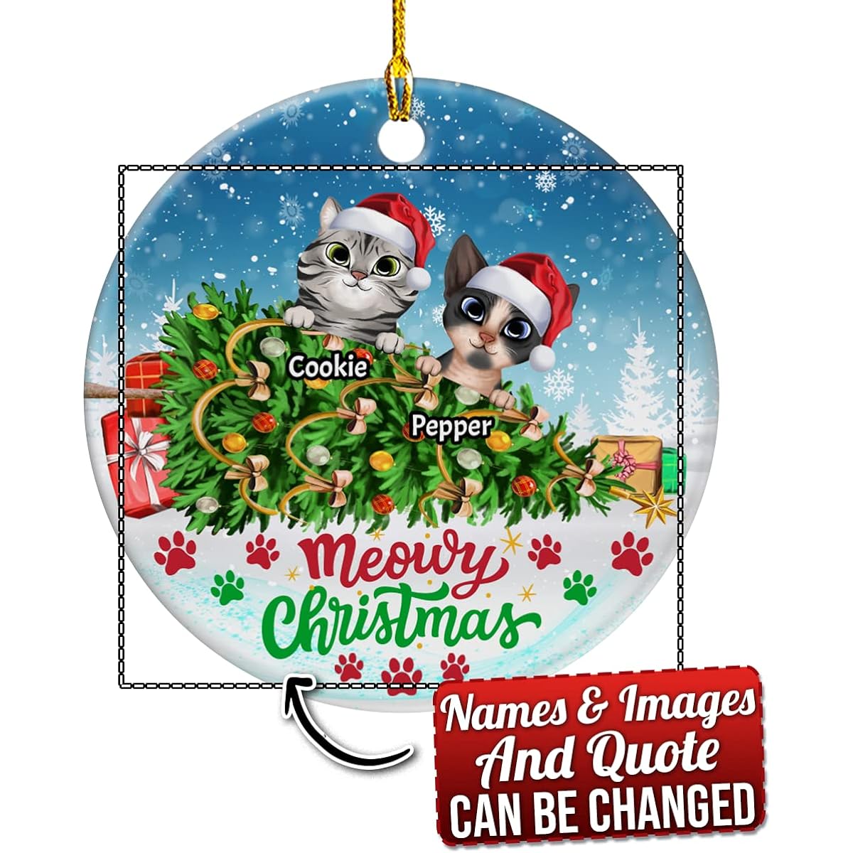 wowcugi Personalized Cat Ornament Custom Cat Breed Name Customized Ceramic Meowy Christmas Ornament Christmas Tree Decoration Cat Mom Dad Kitten Lover Keepsake Gift