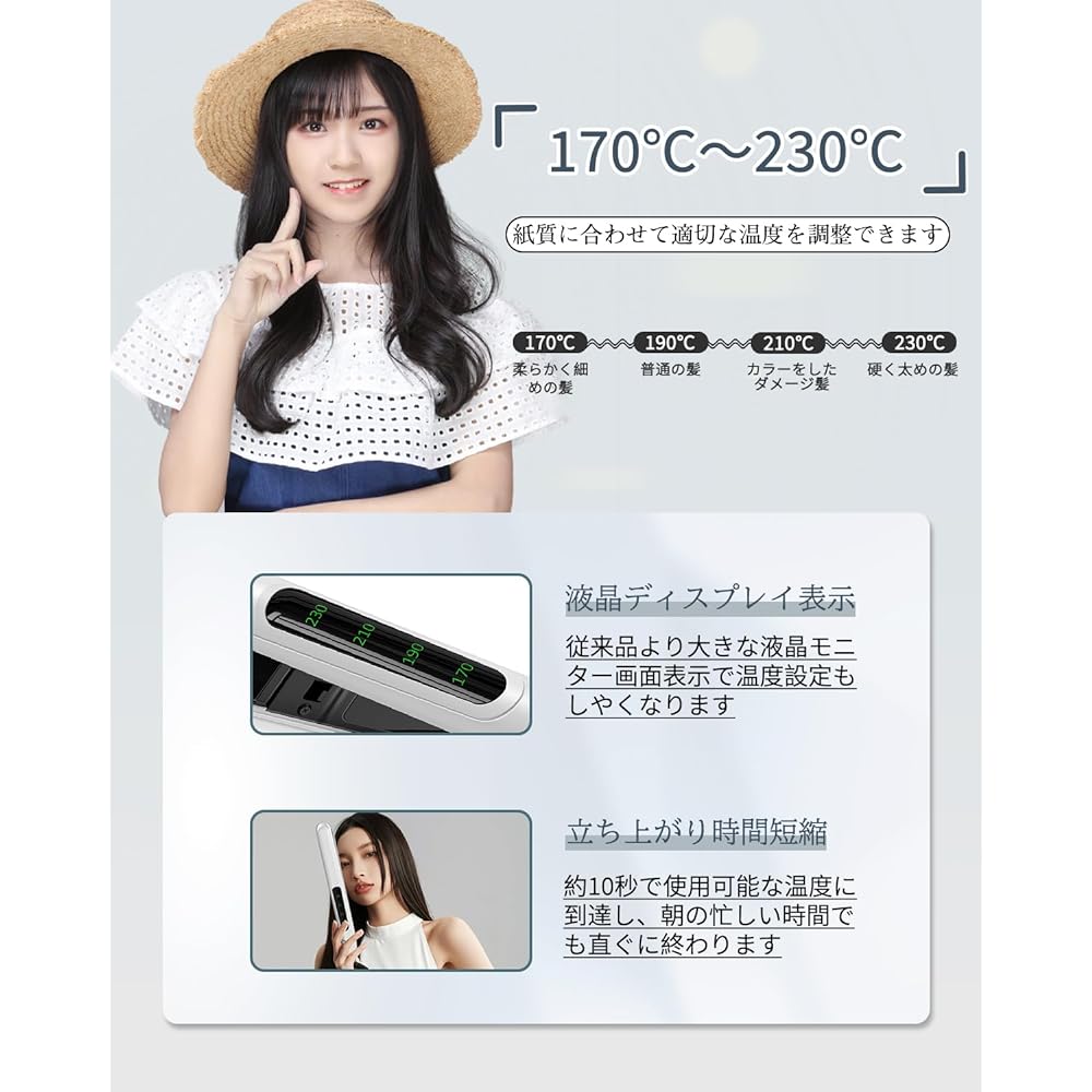 Hair Straightener Negative Ion Ceramic Plate 2way Curl Straight Iron Hair Care Auto Power Off Function One Touch Lock 360 Degree Rotation Cord Hair Straightener Lightweight Compact Professional Specification Unisex