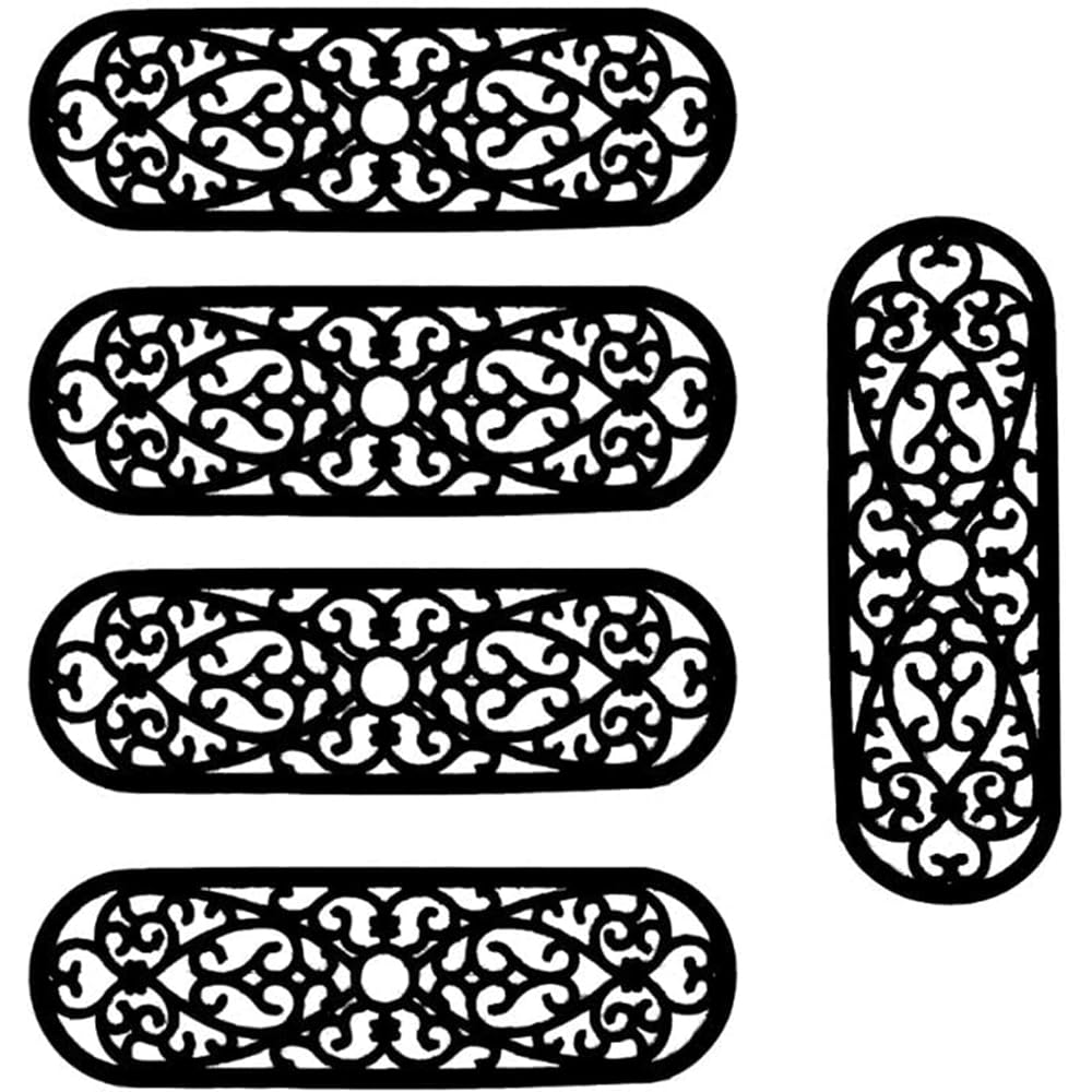 uyoyous Outdoor Stair Mats, Set of 5, Thickness 3mm, Stair Mats, Stairs, Outside Stairs, 74 x 23 cm, Non-Slip, Mud Remover, Scandinavian Pattern Rubber Mat, Scratch Prevention, Entrance Washable, Eco-friendly