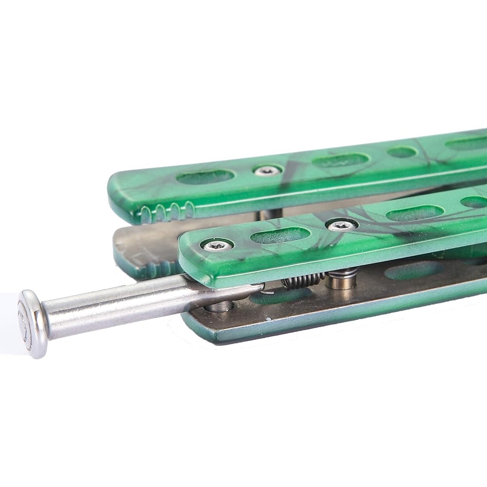 Foldable Outdoor Camping Equipment Practice Butterfly Knife Bladeless Training Tool Three Edges (Green)