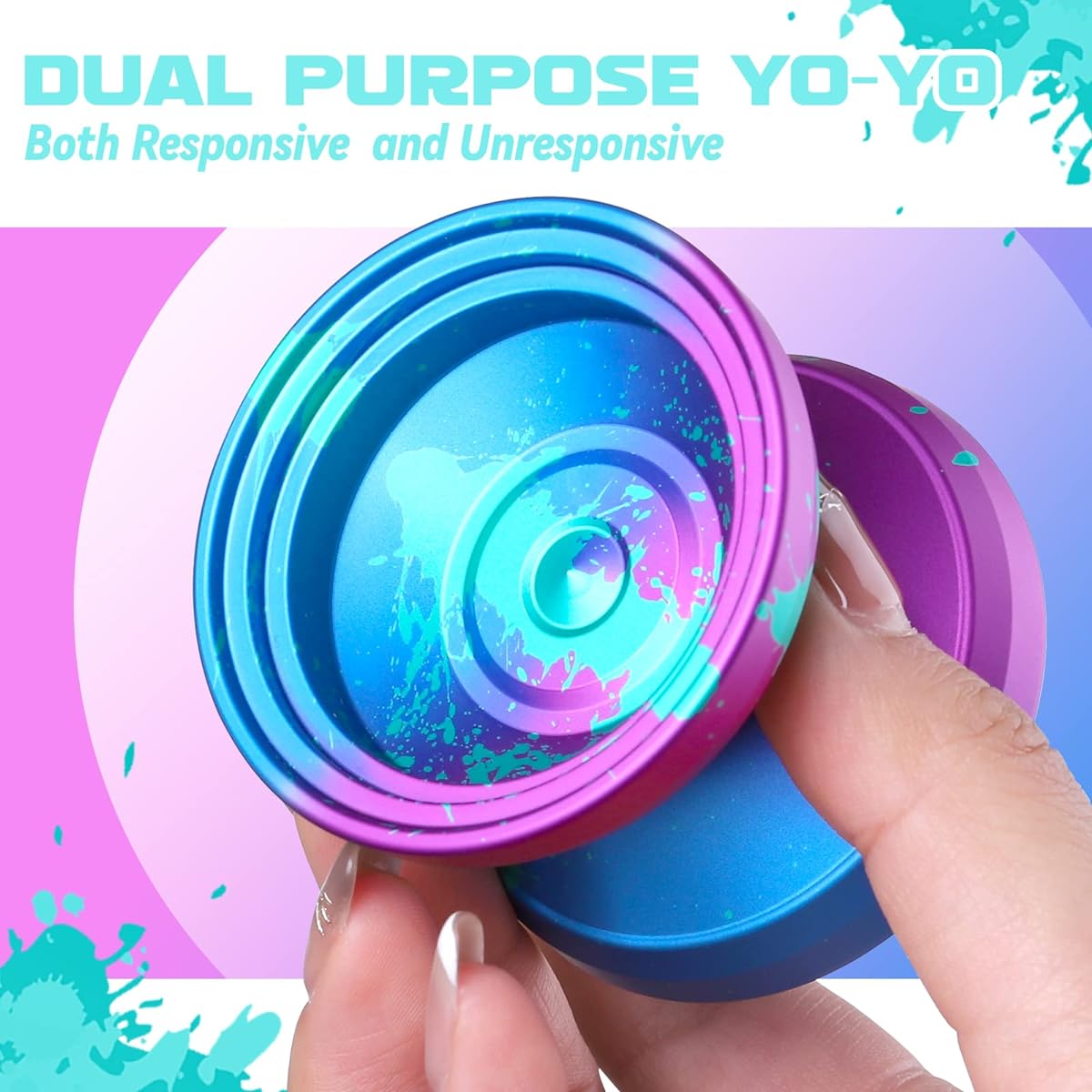 Unresponsive Yoyo Professional V8 Dual Purpose Yoyo Replacement Slim Responsive Yoyo Bearings for Kids Beginners and Advanced Alloy Yoyos with 12 Strings + Yoyo Bag + Bearings + Removal Tool