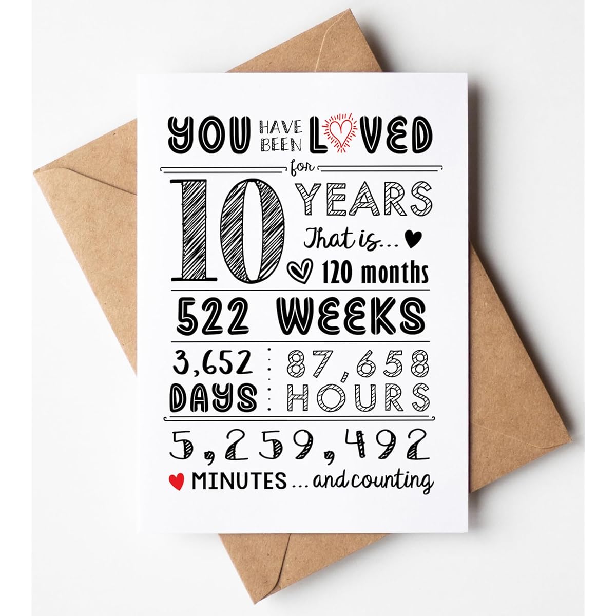 Katie Doodle - 10th Birthday Card - Super Cute 10 Year Old Girl Birthday Gift, 10 Year Old Boy Birthday Gift, Anniversary Decoration, Gift for 10 Year Old Girls and Boys - Card & Envelope Included