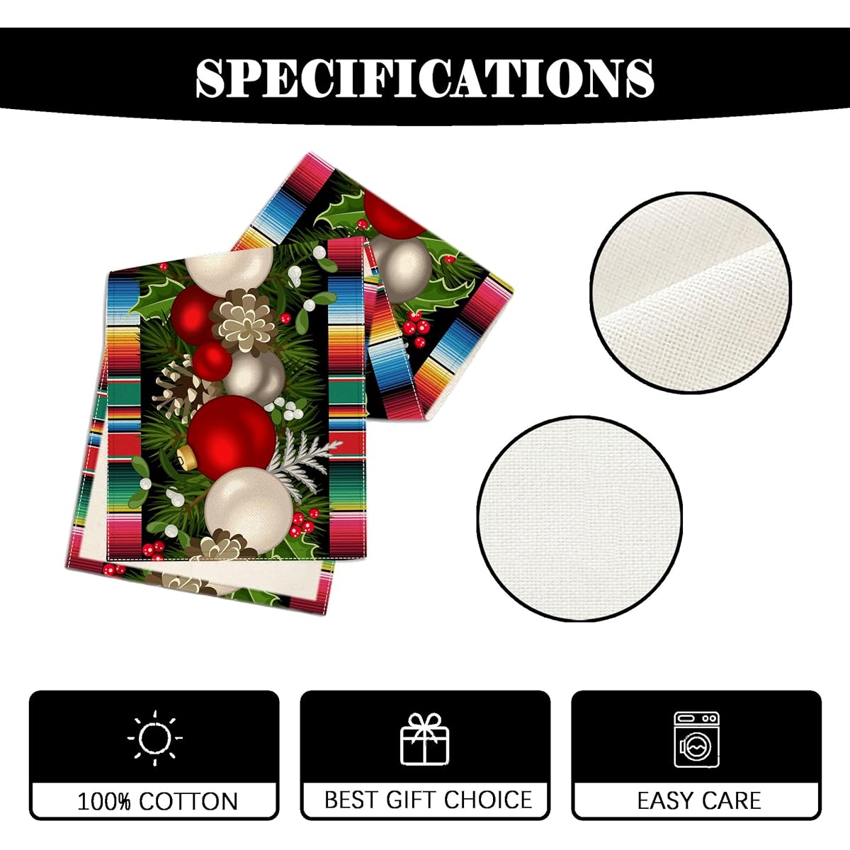 Linen Feliz Navidad Table Runner Mexican Christmas Tablecloth Mexican Christmas Decorations Home Party Table Supplies