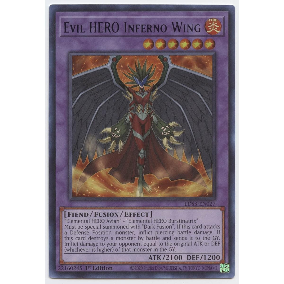 Evil Hero Inferno Wings (Blue) - LDS3-EN033 - Ultra Rare - 1st Edition