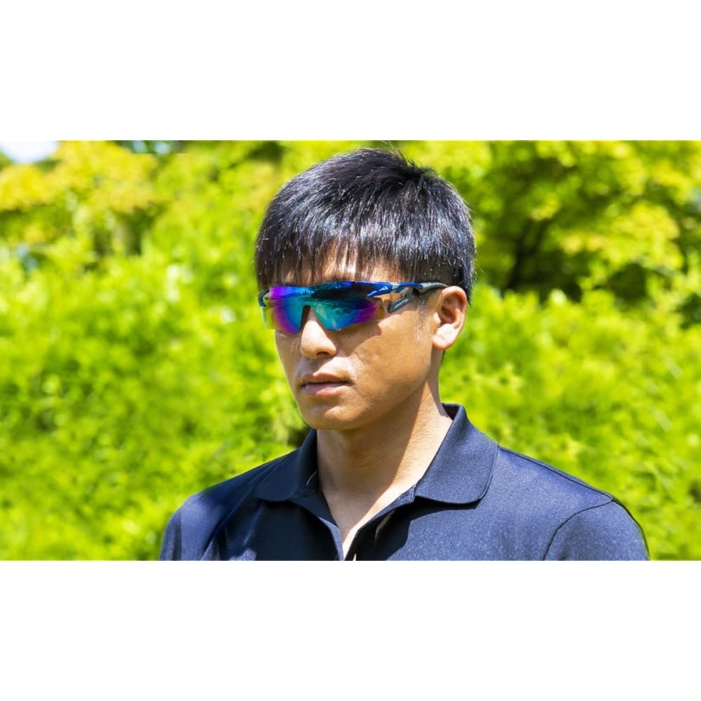 "Domestic regular product" AirFlay sports sunglasses without nose pads AF-301 WV series Frame color Blue Lens color Deep blue mirror Polarized lenses Visible light transmittance 10% Polarization degree 99% UV cut rate 99% or more Product number AF-301 C-