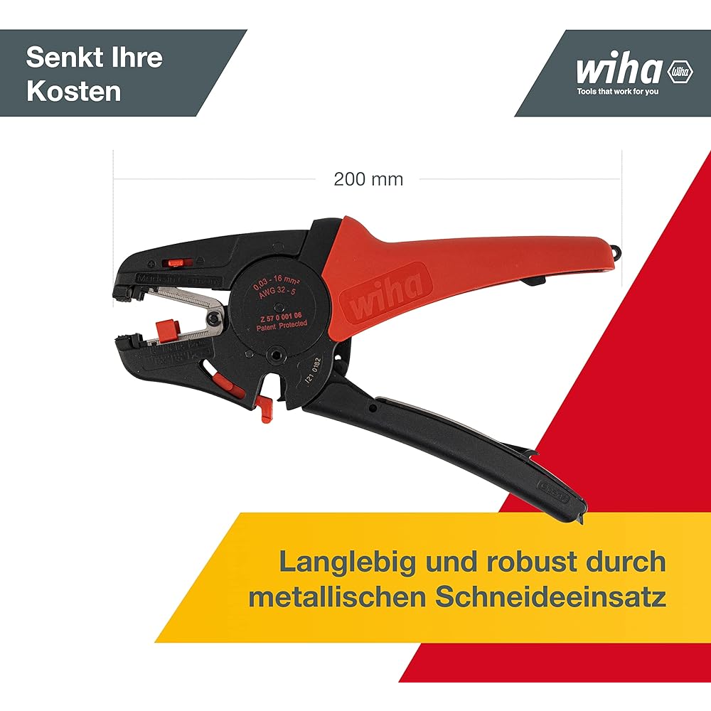 wiha automatic wire stripper (up to 16mm2) 200mm HRZ206STA200