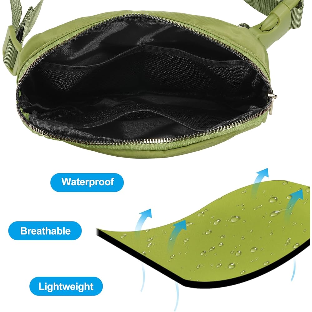 PATIKIL Fanny Pack Waterproof Belt Bag Men & Women Adjustable Crossbody Bag Waist Bag for Running Travel Workout Lawn Green