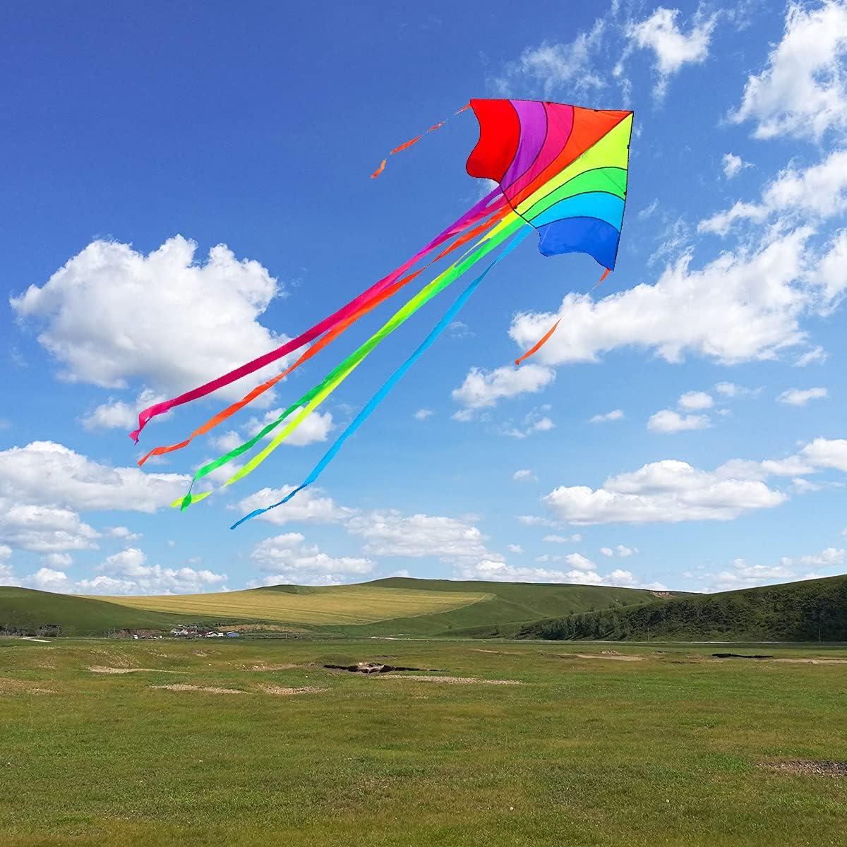 Kaidenic Kite Mermaid Kite Rainbow Delta Kite with Long Tail Easy to Fly Flying Lines for Kids and Adults 2 Pack