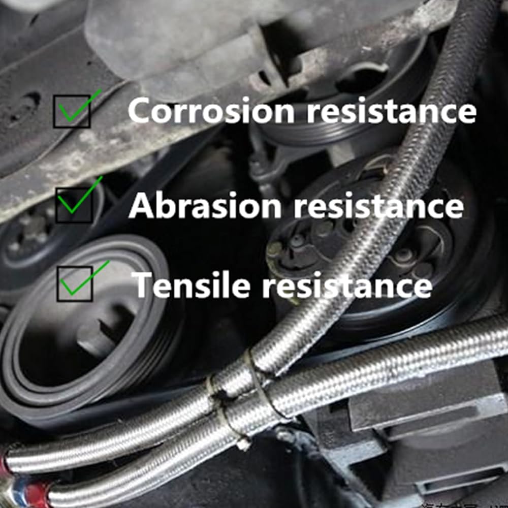 SecosAutoparts Turbo Oil Feed Line 48" Steel Braid 4AN 90 Degree Straight Hose End Pressure Stainless Steel Remote Turbocharger Sensor Teflon 4 AN 551867