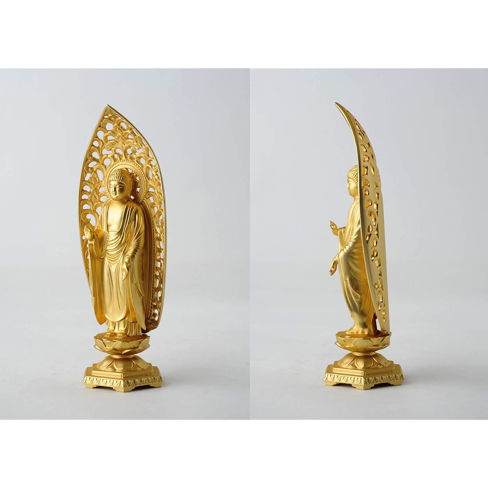 Buddha statue Amida Nyorai standing statue 15cm (gold plated/24K gold) Buddhist sculptor: Hideun Makita Original _ (born in the Year of the Dog and Pig) Twelve Zodiac Guardians Zodiac Takaoka Copperware