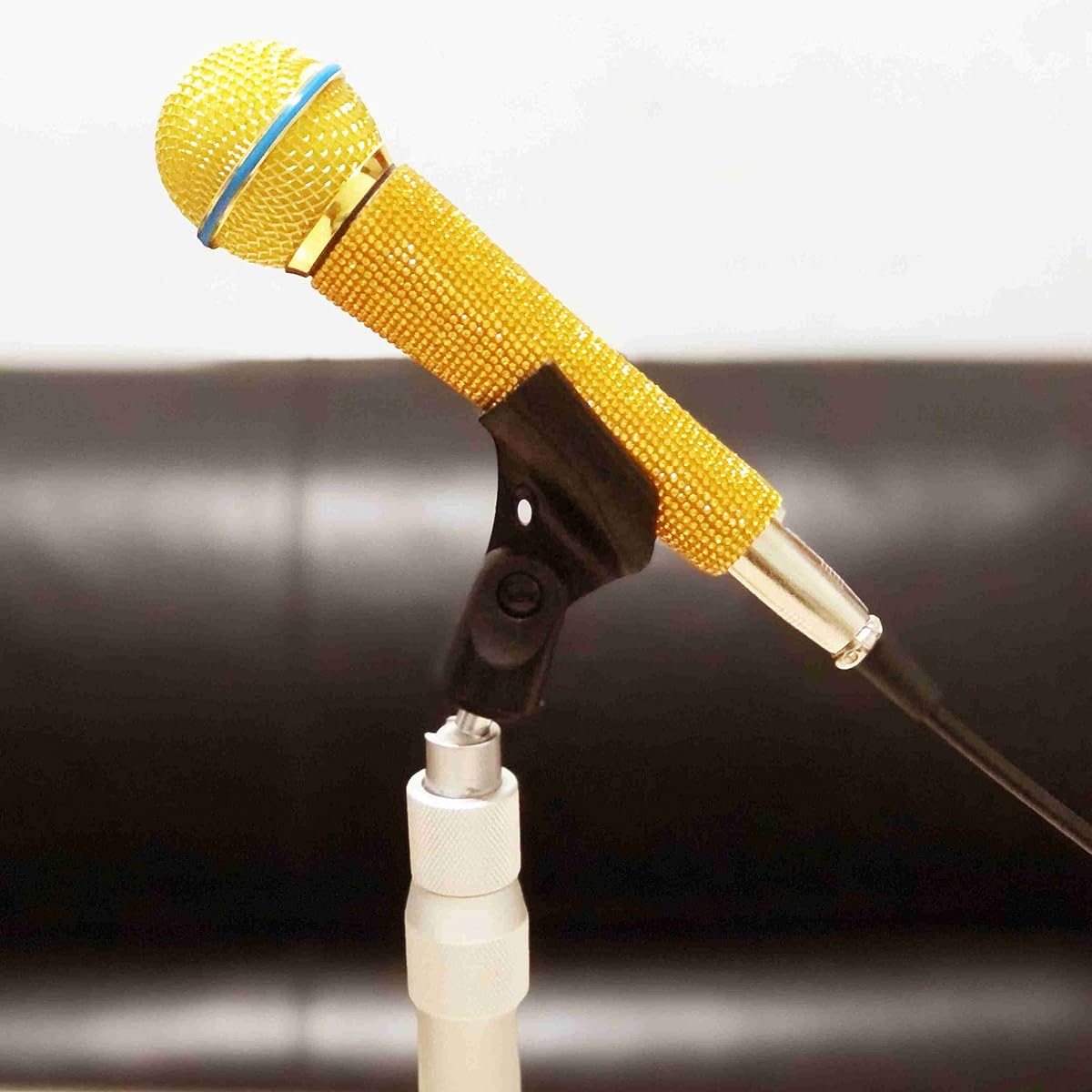 RhymKawa RS58 Gold Bling Cardioid Dynamic Vocal Wired Microphone Singing Karaoke Microphone Metal Handheld with Bling Crystal Cover