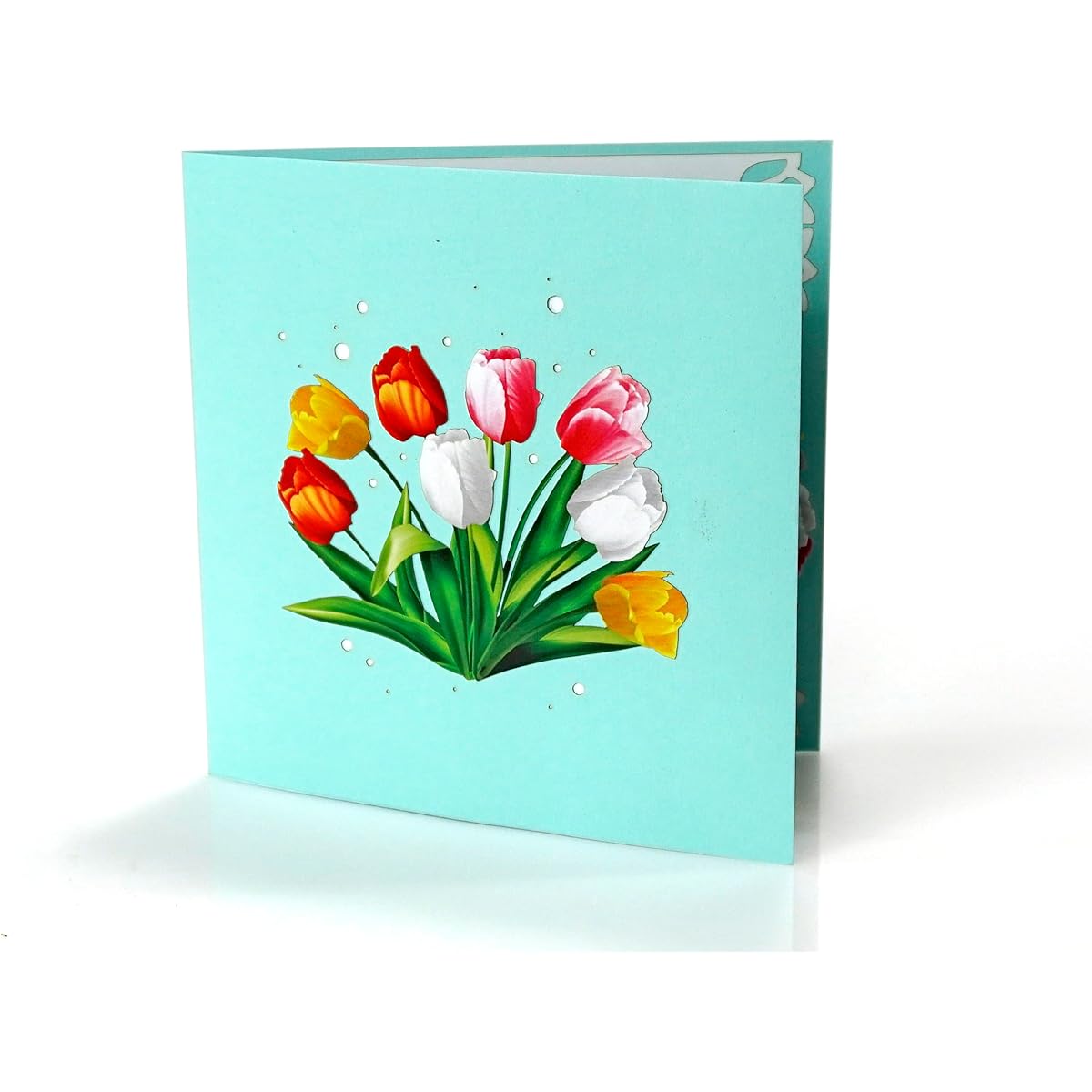 Flying Meow Tulip Flower Greeting 3D Pop-up Card - Handmade Greeting Cards for Blooming Season (Tulip Flower)
