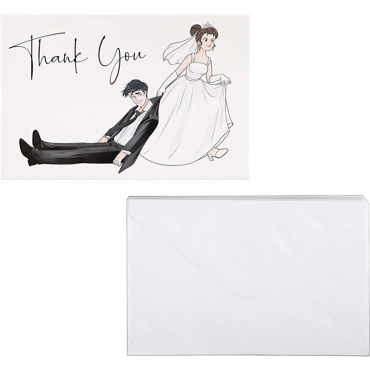 Iconikal "Thank You" Note Greeting Cards with Envelopes for Bride and Groom - 30 Count