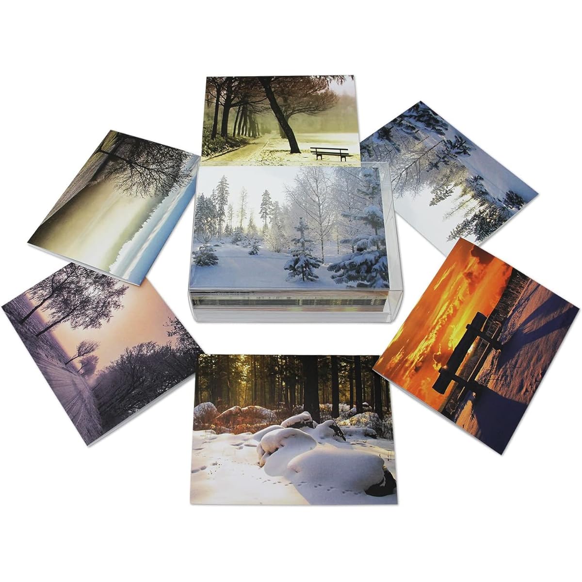 Small World Greetings Beautiful Winter Scenery Greeting Cards - Blank Inside with Envelopes - 6 Unique Designs - A2 Size (5.5"x4.25") - Pack of 12