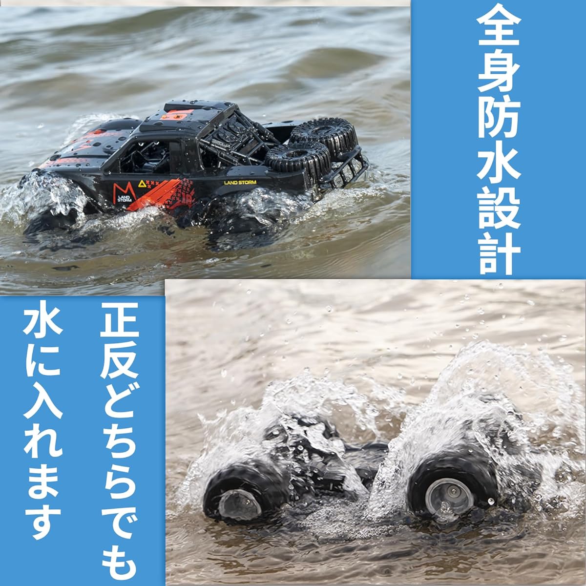 Ritaosan Amphibious RC Car for Kids, Popular Off-Road, Full Body Waterproof, 2.4Ghz 4WD, 360° Rotation, RC Car, All-Terrain Special Vehicle, RC Boat Toy, Includes 2 Rechargeable Batteries, Great for Boys and Girls, Birthdays, Holidays, Gifts (Red)