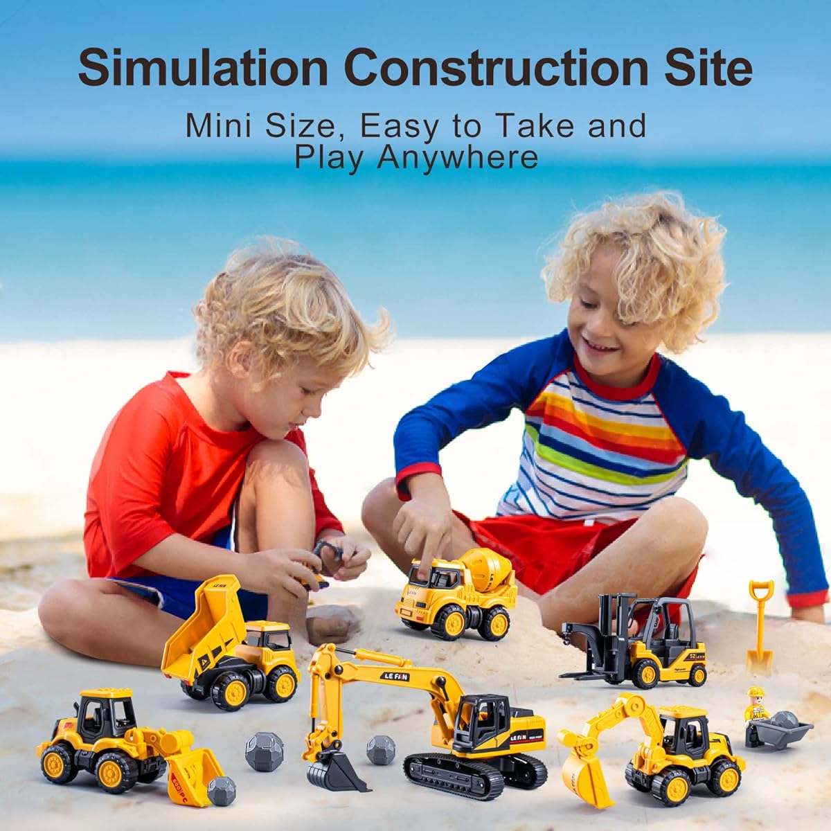 Mini Construction Truck Construction Vehicle Site Engineering Toys for Kids Playset Excavator Bulldozer Forklift Dump Truck Mixer Truck Ages 3+ Boys Girls Kids