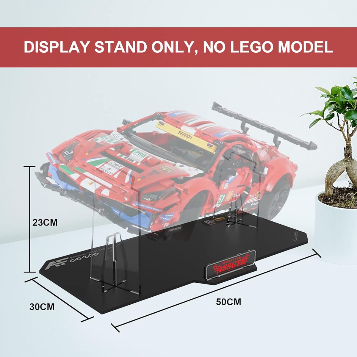 Vaodest Acrylic Display Stand for Lego Technic Ferrari 488 GET 42125 Set, 5mm Transparent Clear Display Holder Compatible with Lego Ferrari 488 GET 42125 (Display Stand Only, Not Lego Set)