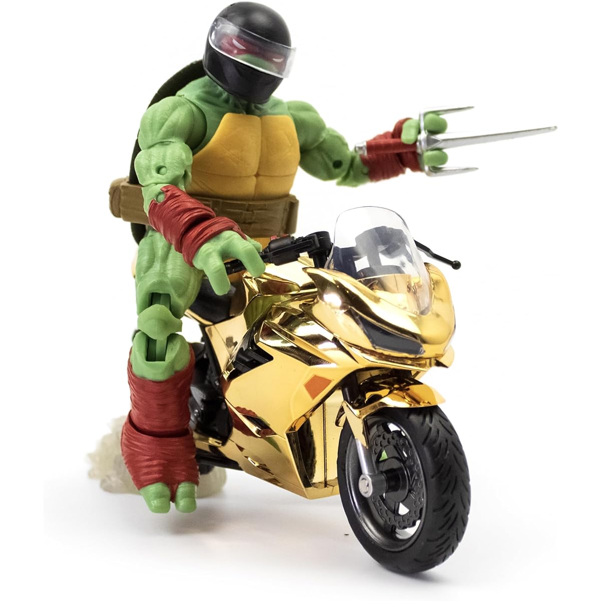 The Loyal Subjects Teenage Mutant Ninja Turtles BST AXN Raphael 5-Inch Action Figure Metallic Gold Motorcycle Set - 2023 Limited Edition SDCC Exclusive