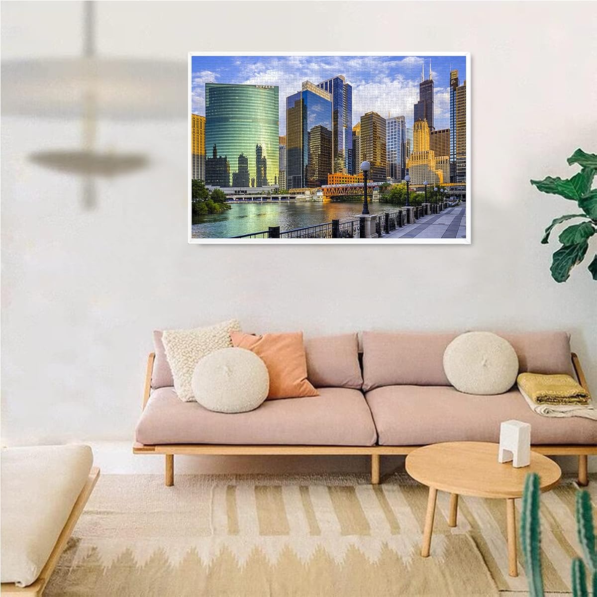 Jigsaw Puzzle 1000 Pieces Chicago City Illinois Building Classic Puzzle DIY Kit Wooden Toy Unique Gift Home Decoration