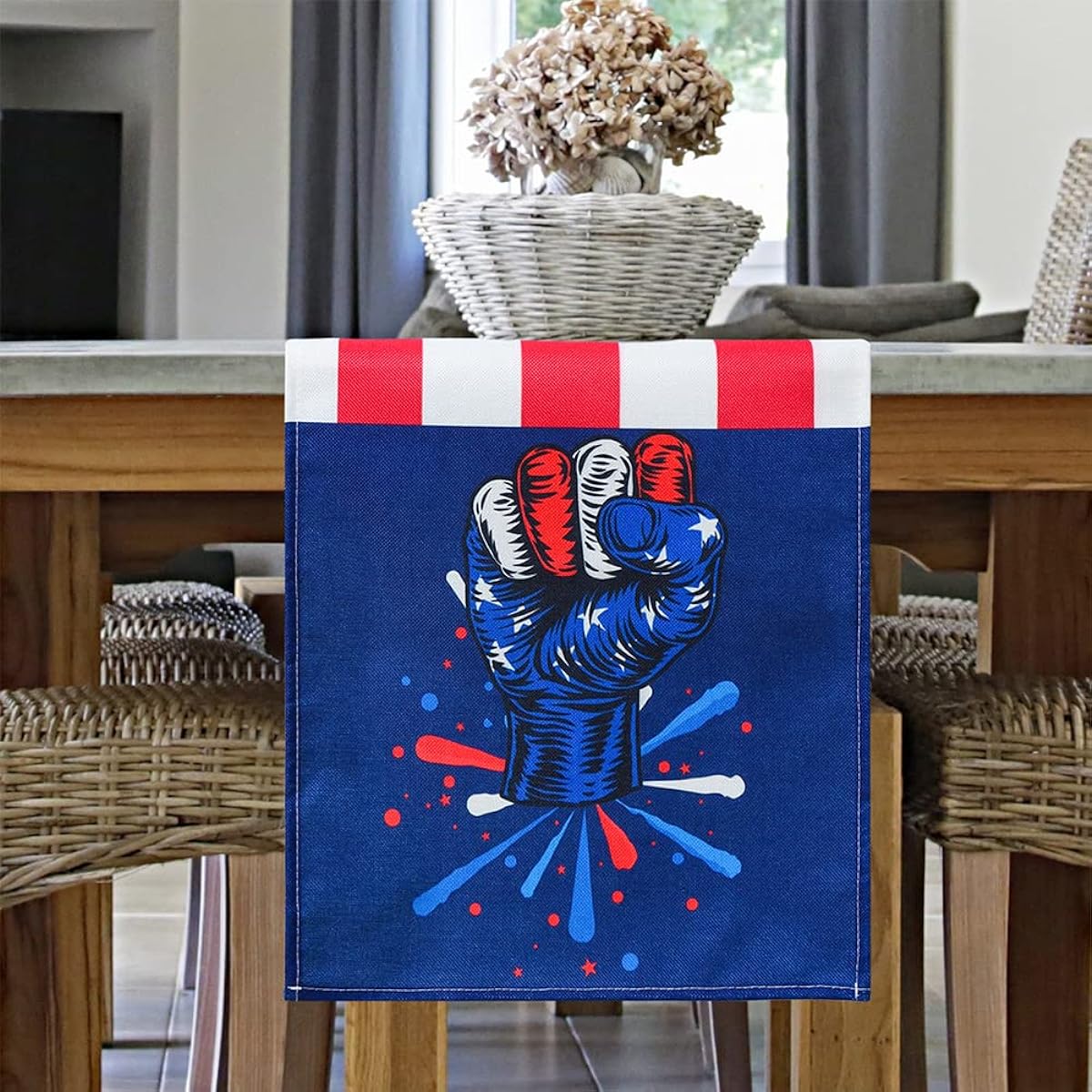 4th of July Independence Day Patriotic Memorial Day Table Runner American Flag Stars and Stripes Kitchen Dining Table Runner for Home Party Decor 12.6 x 70.9 Inch