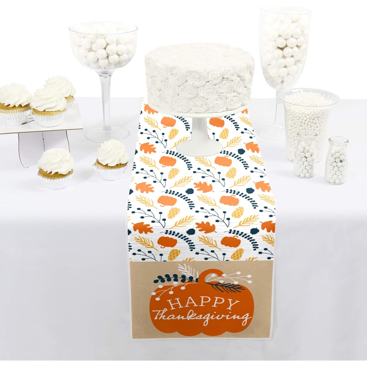 Happy Thanksgiving Big Dot Happy Thanksgiving - Small Fall Harvest Party Paper Table Runner - 12 x 60 Inch