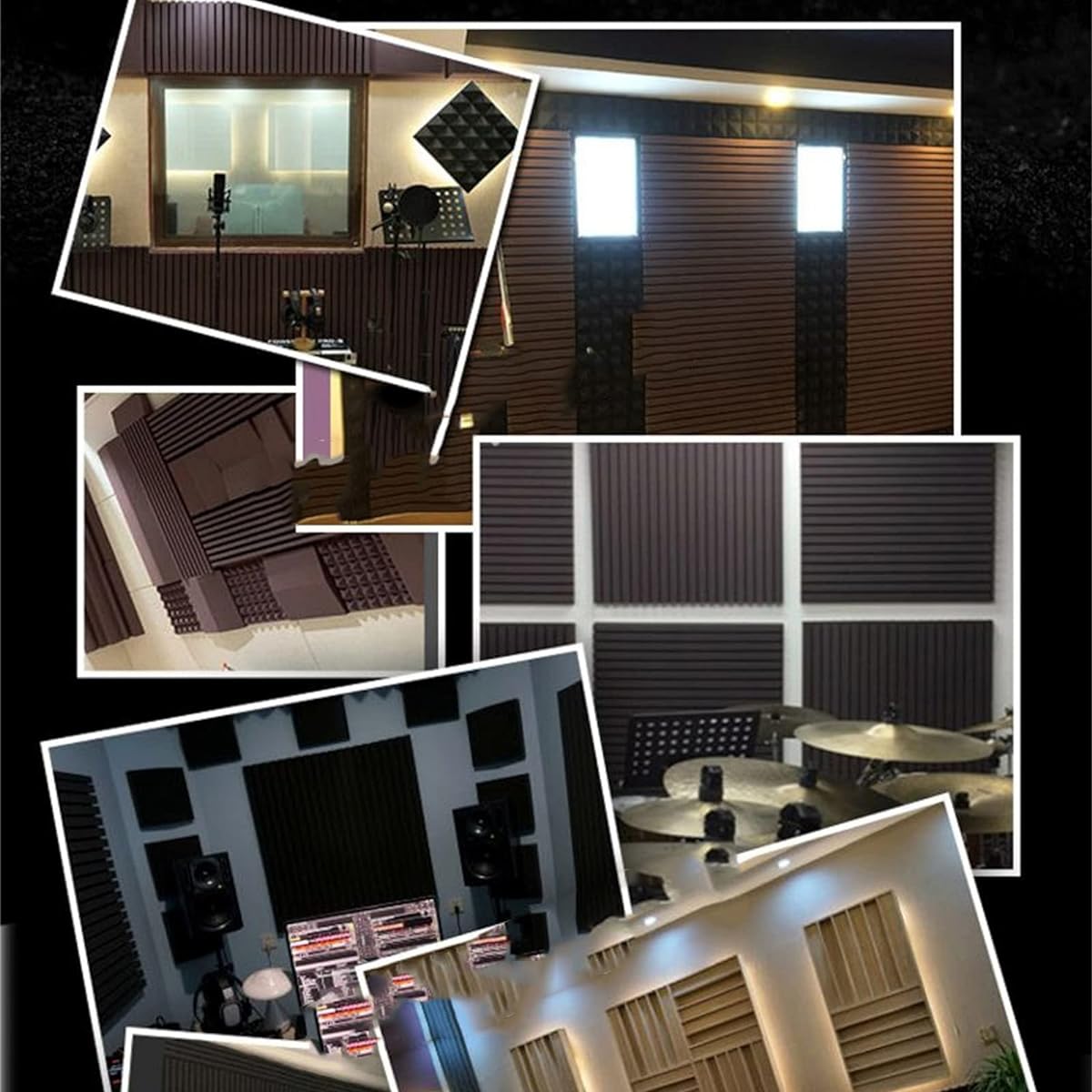 Sound absorbing foam, acoustic treatment kit of 10 pieces soundproof studio wall tiles 5cm/2 inch thick for studio, recording studio (C 50*50*5CM) (B 50*50*5CM)