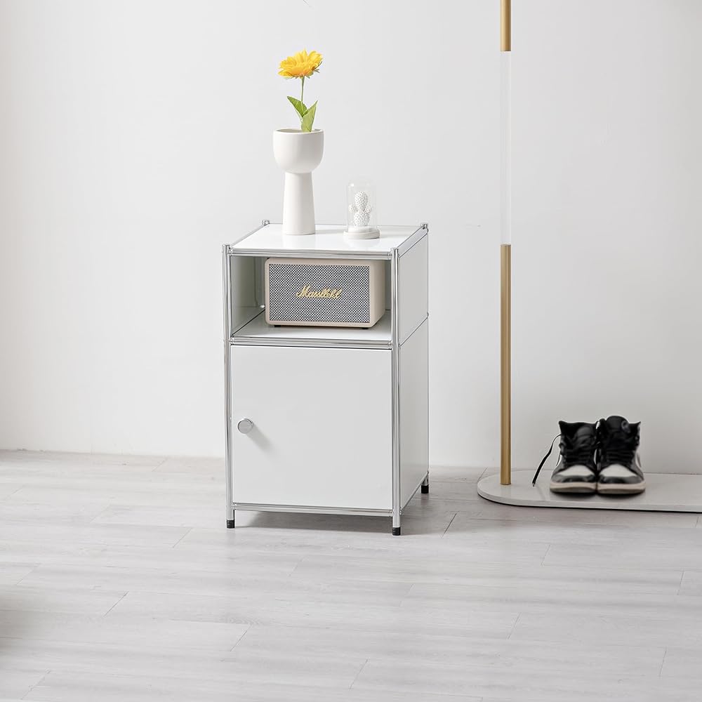 Side Table Night Table Module Table Modular Furniture Bed Area Storage Night Table Korean Interior Side Table Korean Furniture Storage (White)