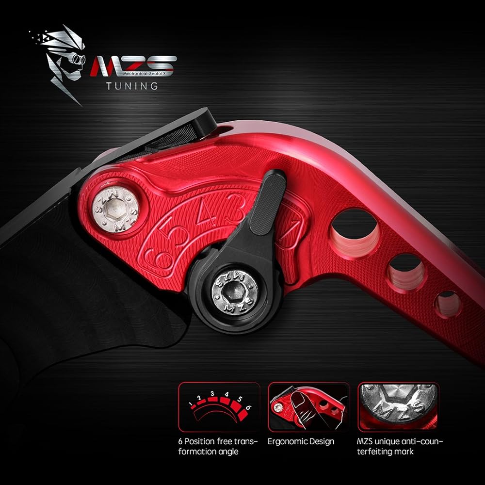 MZS Clutch Brake Lever Short Adjustment Round CNC Red GROM MSX125 2014-2020 | CBR250R | CBR300R CB300F CB300FA | CB300R | CB400F CB400R 13-15 | CBR500R CB50F CB50X | Monkey 125.