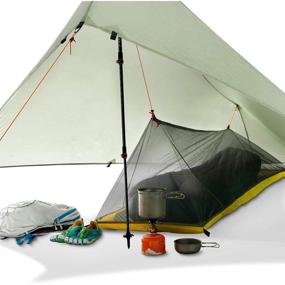 Pole Tent, Climbing Tent, Double-Sided Silicone, Tearable, Ultra Light, Waterproof, Windproof, Easy to Set Up, Camping, Professional Tent
