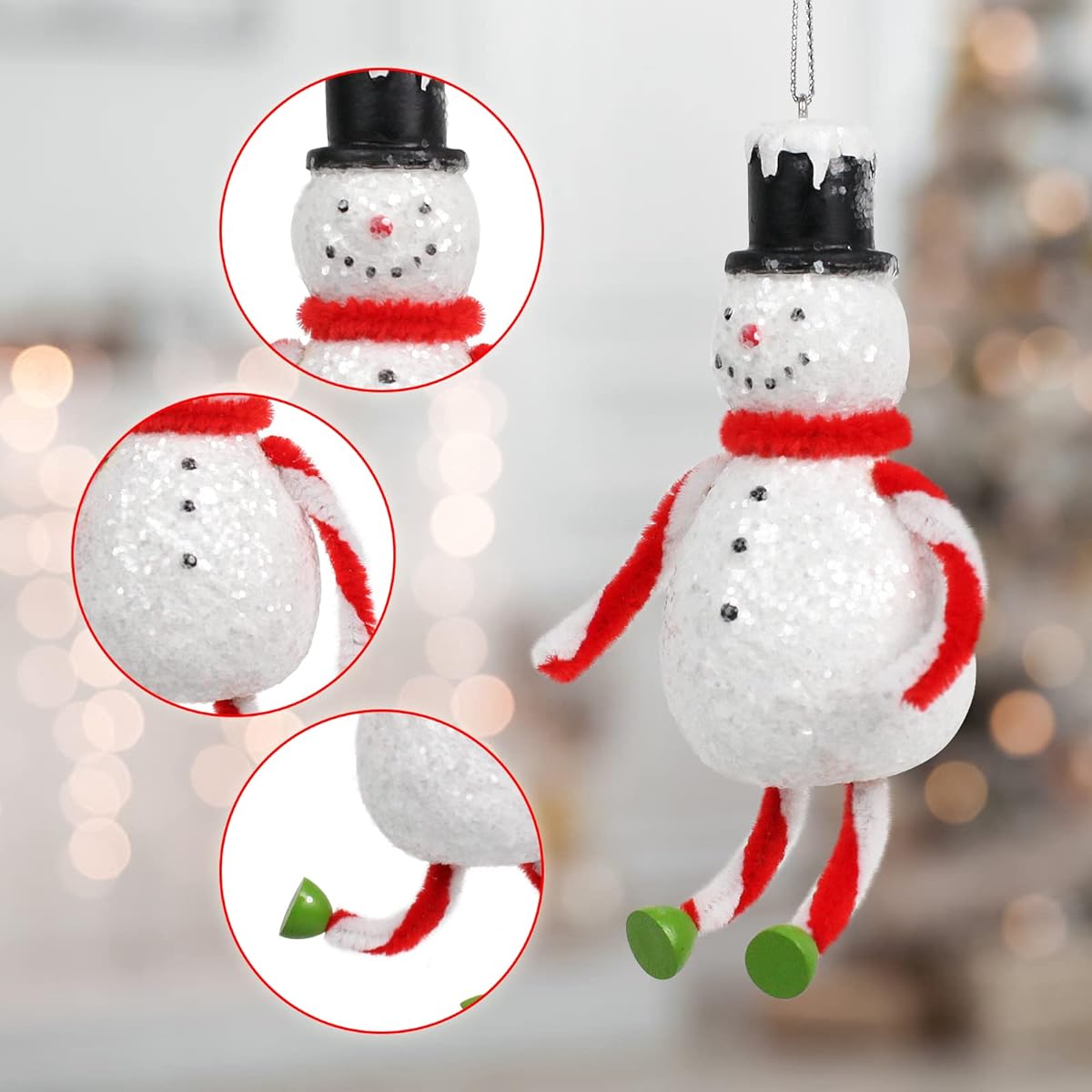 Snowman Christmas Decoration for Tree 2023 Hanging Ornament Home Decoration 2 Pieces