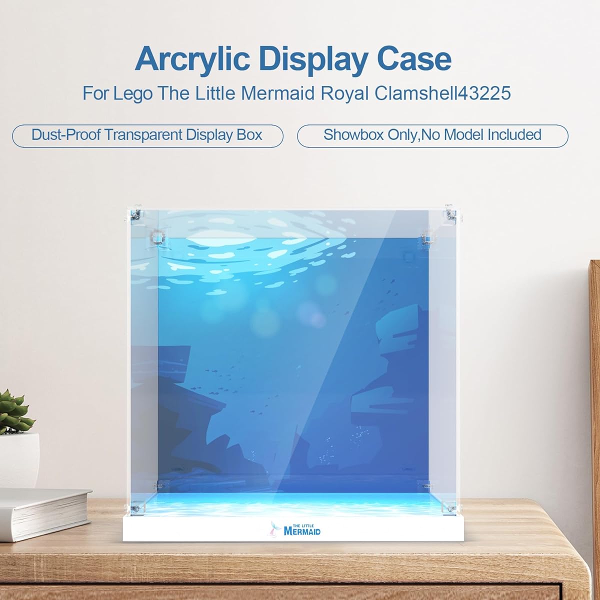 Lego Little Mermaid Royal Clamshell Acrylic Display Case, 3mm Thickness Dustproof Clear Acrylic Display Box for Lego 43225 Building Blocks Model