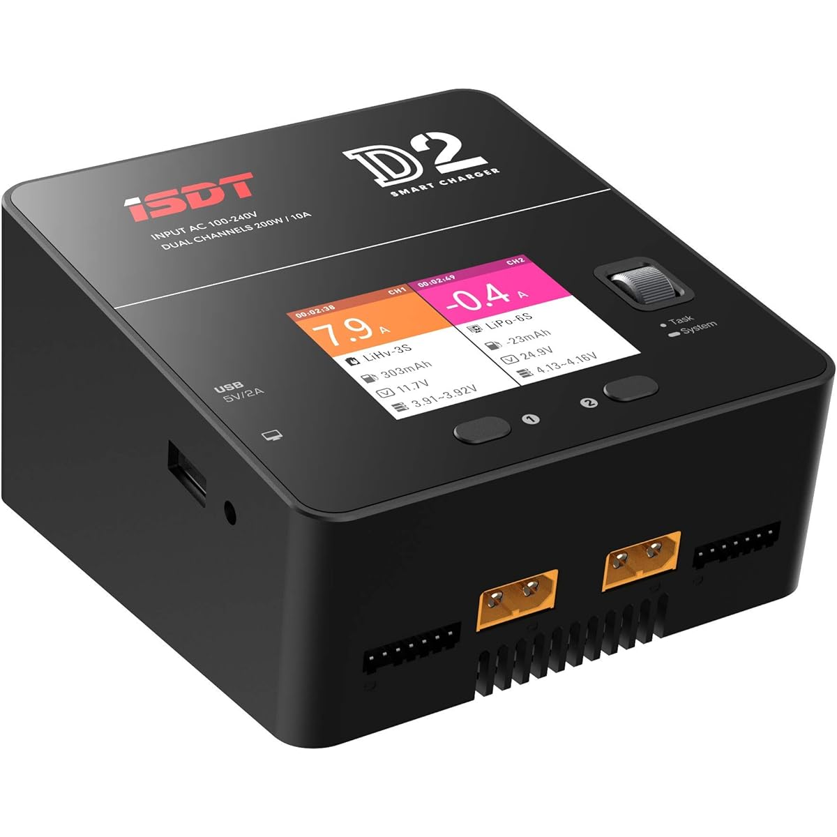 ISDT D2 Mark II Lipo Charger Discharger Dual Channel AC 200Wx2 12A*2 1-6S Life Lilon LiPo LiHv Pb NiMH