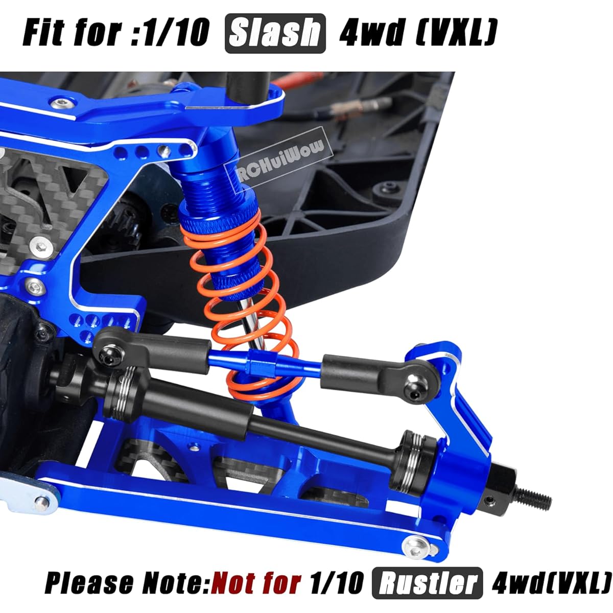 RCHuiWow RC Upgrade Parts for 1/10 Slash/Stampede 4WD (VXL) Suspension Arm Shock Tower Body Mount Caster Block Steering Block Rear Stub Axle Carrier Steering Block Drive Shaft Navy Blue