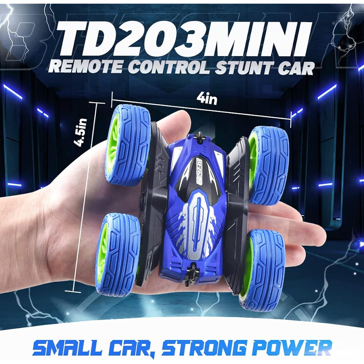 BEZGAR Mini Radio Controlled Car for Kids Stunt Car RC Car Remote Control Car Indoor 360 Degree Rotation Double Sided Four Wheel Drive Off Road Car with Rechargeable Battery Toy 2.4Ghz Wireless Control Toy Gift TD203MINI
