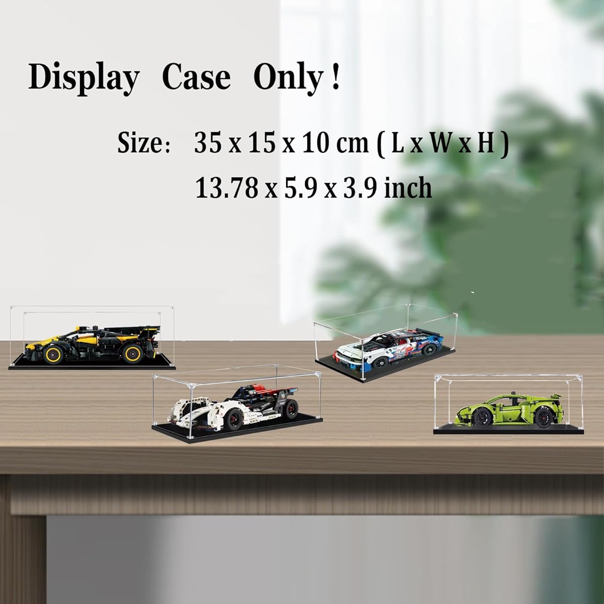 BOOVAX Display Case - Acrylic Clear Display Box for (Bugatti-Bolide)/(Formula-E-99X-Electric)/(Camaro-ZL1) - Fits Lego 42151/42137/42153 Models - 13.8x5.9x3.9 Inches