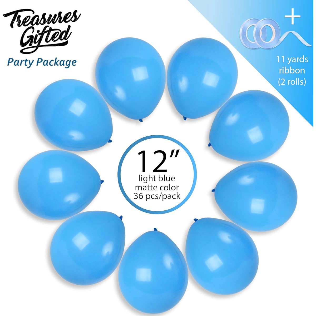 Treasures Gifted Light Blue Balloons Baby Blue Balloons Pastel Blue Balloons Dusty Blue Balloons Latex Sky Blue Balloons Steel Blue Balloons Robin's Egg Blue Balloons Blue Balloons 72pcs